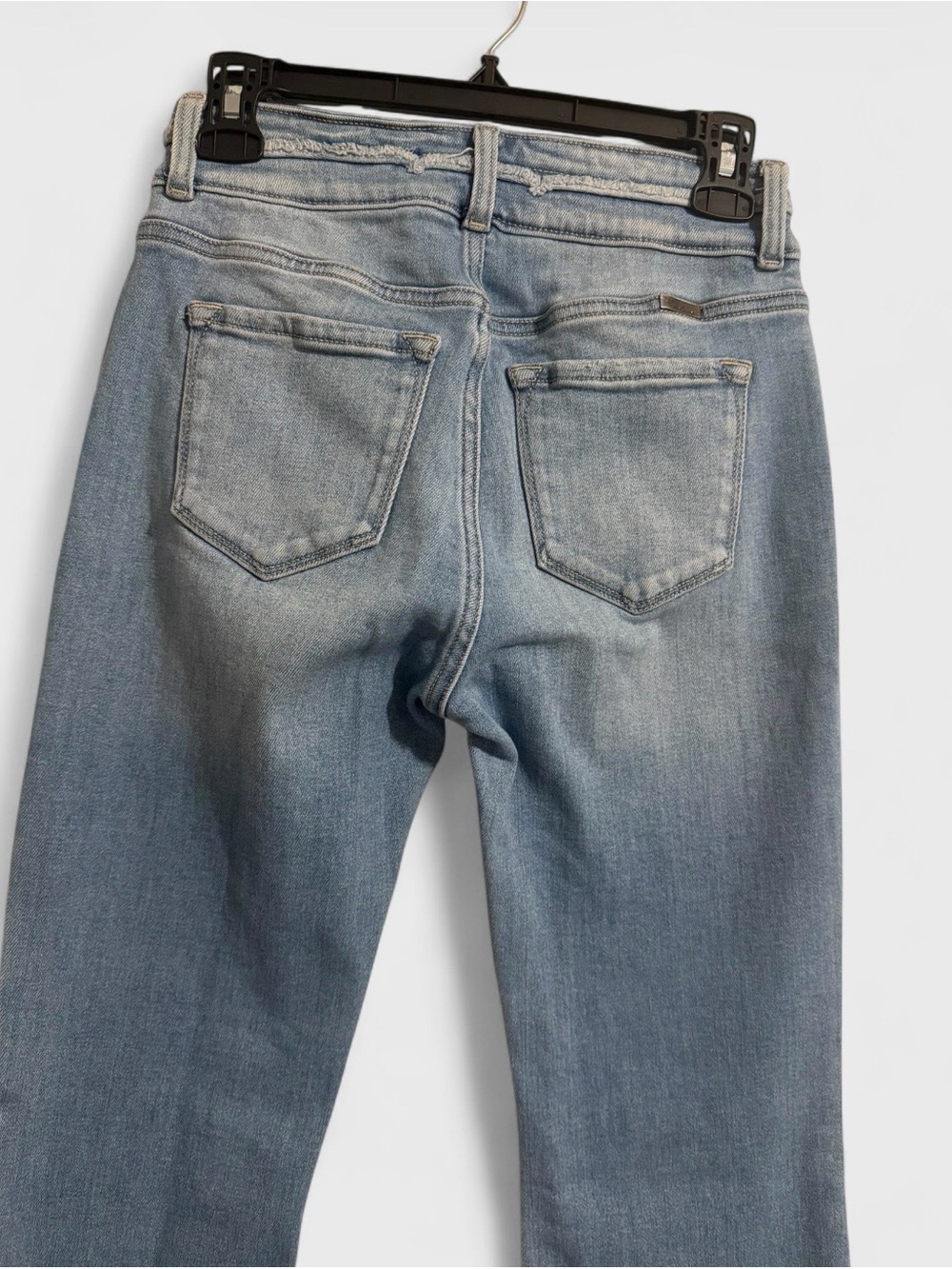 KanCan Faded Light Blue Flare Jeans with Frayed Hem - Picture 5 of 7